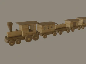 wooden toy train 3D Model