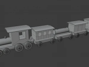 wooden toy train 3D Model
