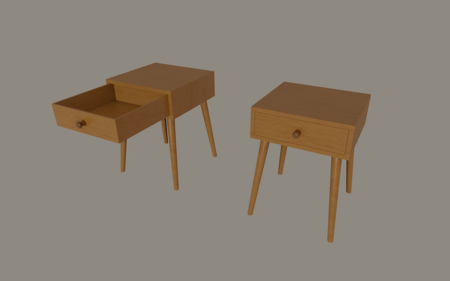 wooden nightstand 3D Model .c4d .max .obj .3ds .fbx .stl .blend 