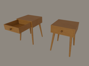 wooden nightstand 3D 模型