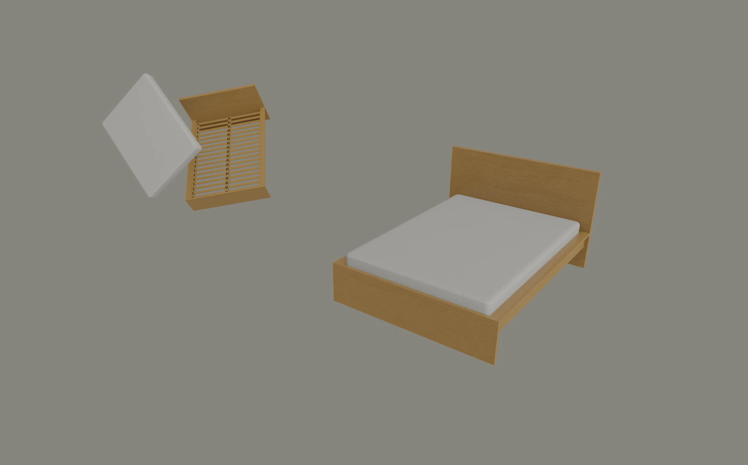 bed frame 3D Model .c4d .max .obj .3ds .fbx .stl .blend