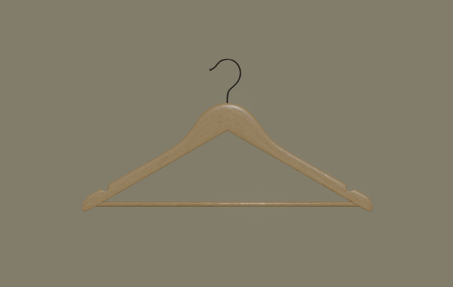 wooden clothes hanger 3D Model .c4d .max .obj .3ds .fbx .stl .blend 