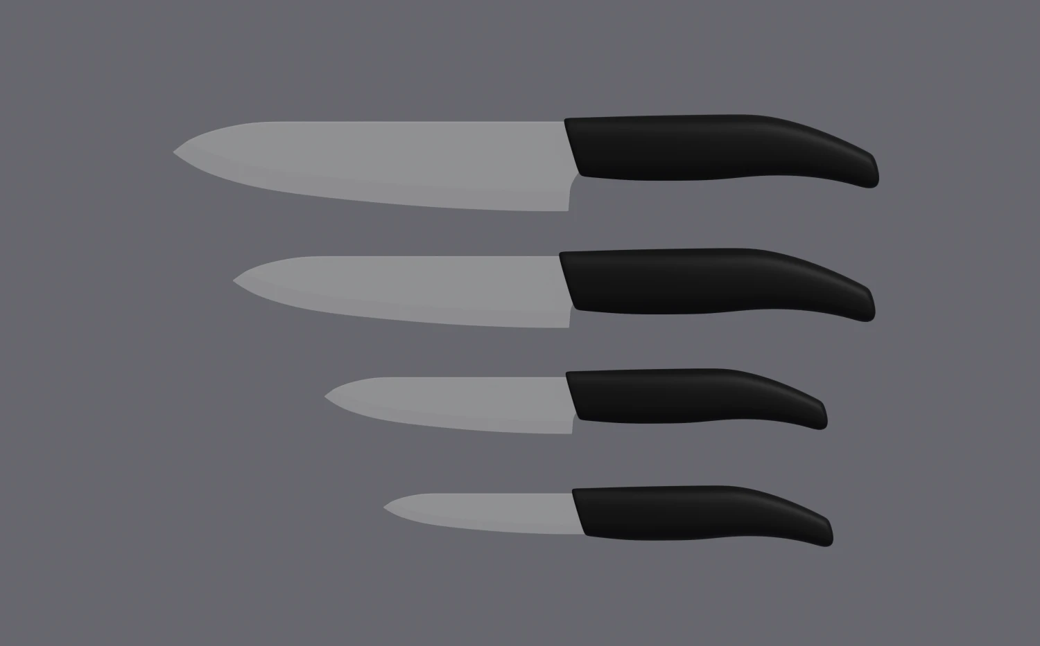 Ceramic Knives 3D Model .c4d .max .obj .3ds .fbx .stl .blend 