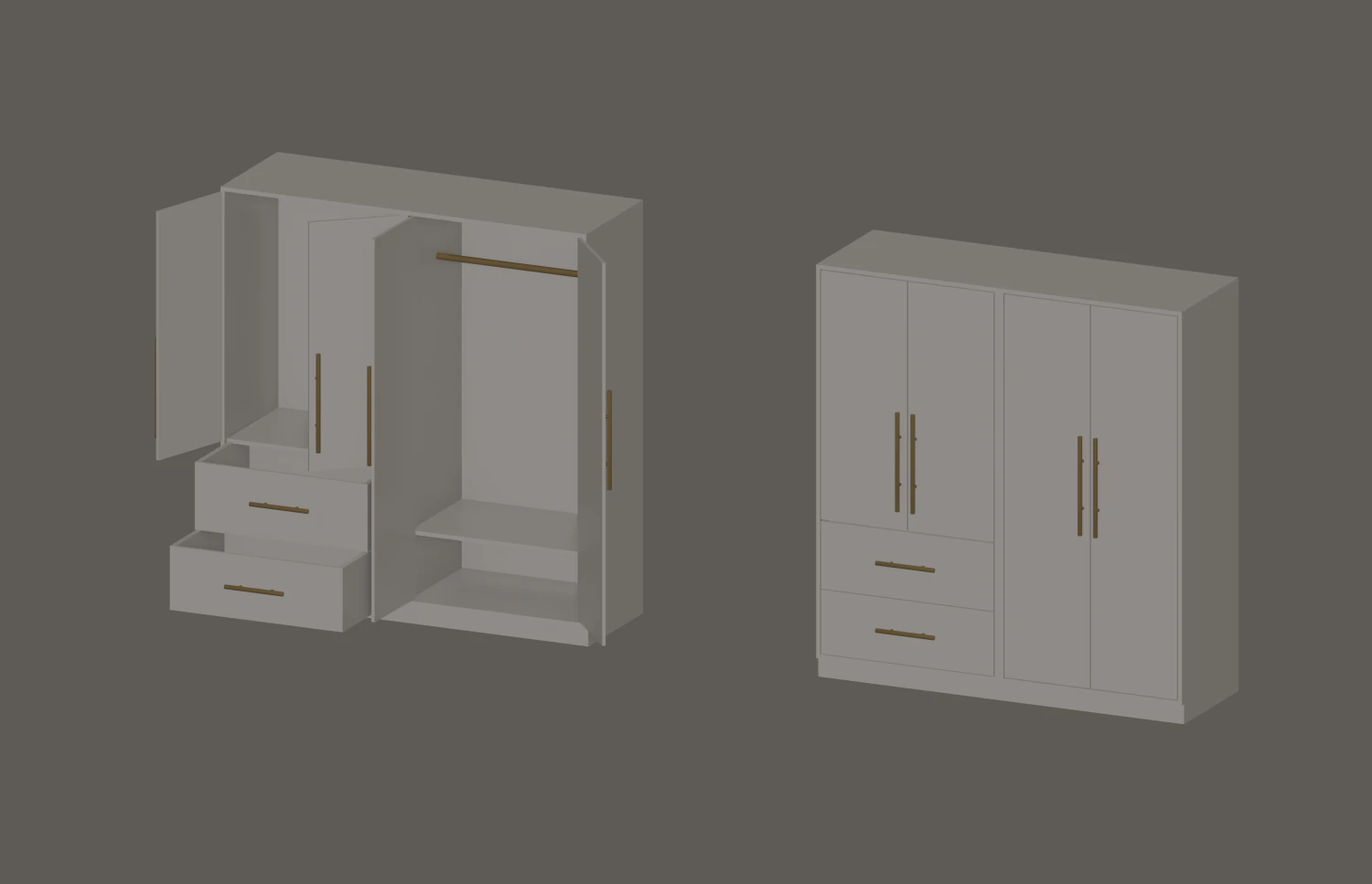 Wardrobe 3D Model .c4d .max .obj .3ds .fbx .stl .blend 
