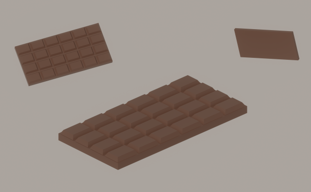 Chocolate Bar 3D Model .c4d .max .obj .3ds .fbx .stl .blend 