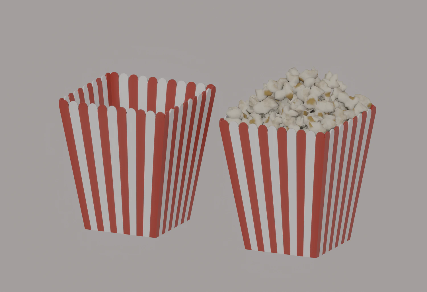 Square Popcorn Bag 3D Model .c4d .max .obj .3ds .fbx .stl .blend 