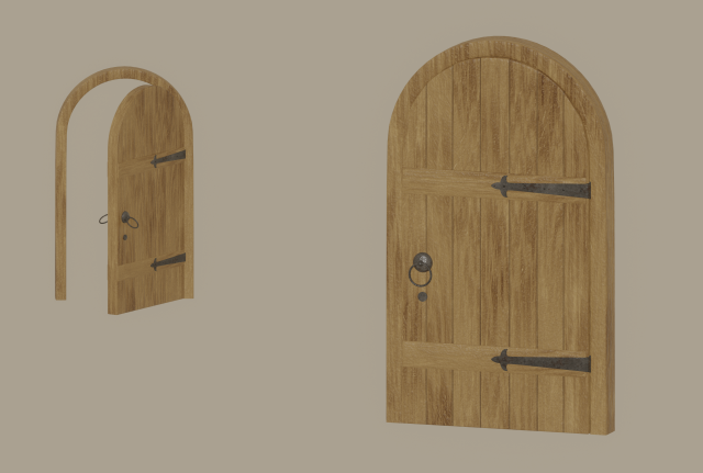 Old Wooden Arch Door 3D Модель .c4d .max .obj .3ds .fbx .stl .blend 