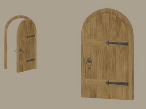 Old Wooden Arch Door 3D Model