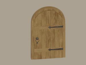 Old Wooden Arch Door 3D Model