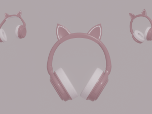 Bluetooth Headphones with Cat Ears 3D मॉडल