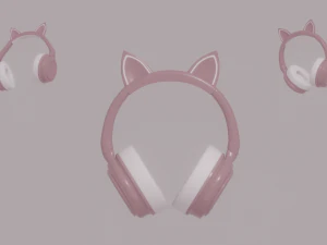 Bluetooth-наушники с кошачьими ушками 3D Модель