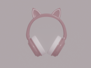 Bluetooth Headphones with Cat Ears 3D Model