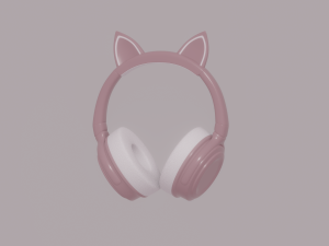 Bluetooth Headphones with Cat Ears 3D Model