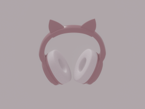 Bluetooth Headphones with Cat Ears 3D Model