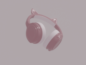 Bluetooth Headphones with Cat Ears 3D Model