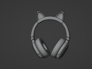 Bluetooth Headphones with Cat Ears 3D Model