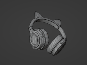 Bluetooth Headphones with Cat Ears 3D Model