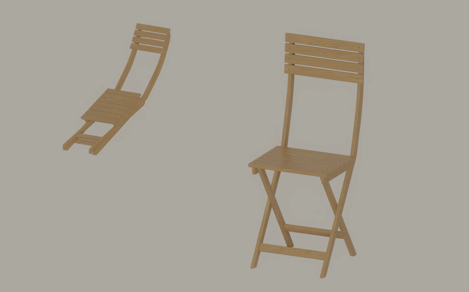 Folding Chair 3D Model .c4d .max .obj .3ds .fbx .stl .blend