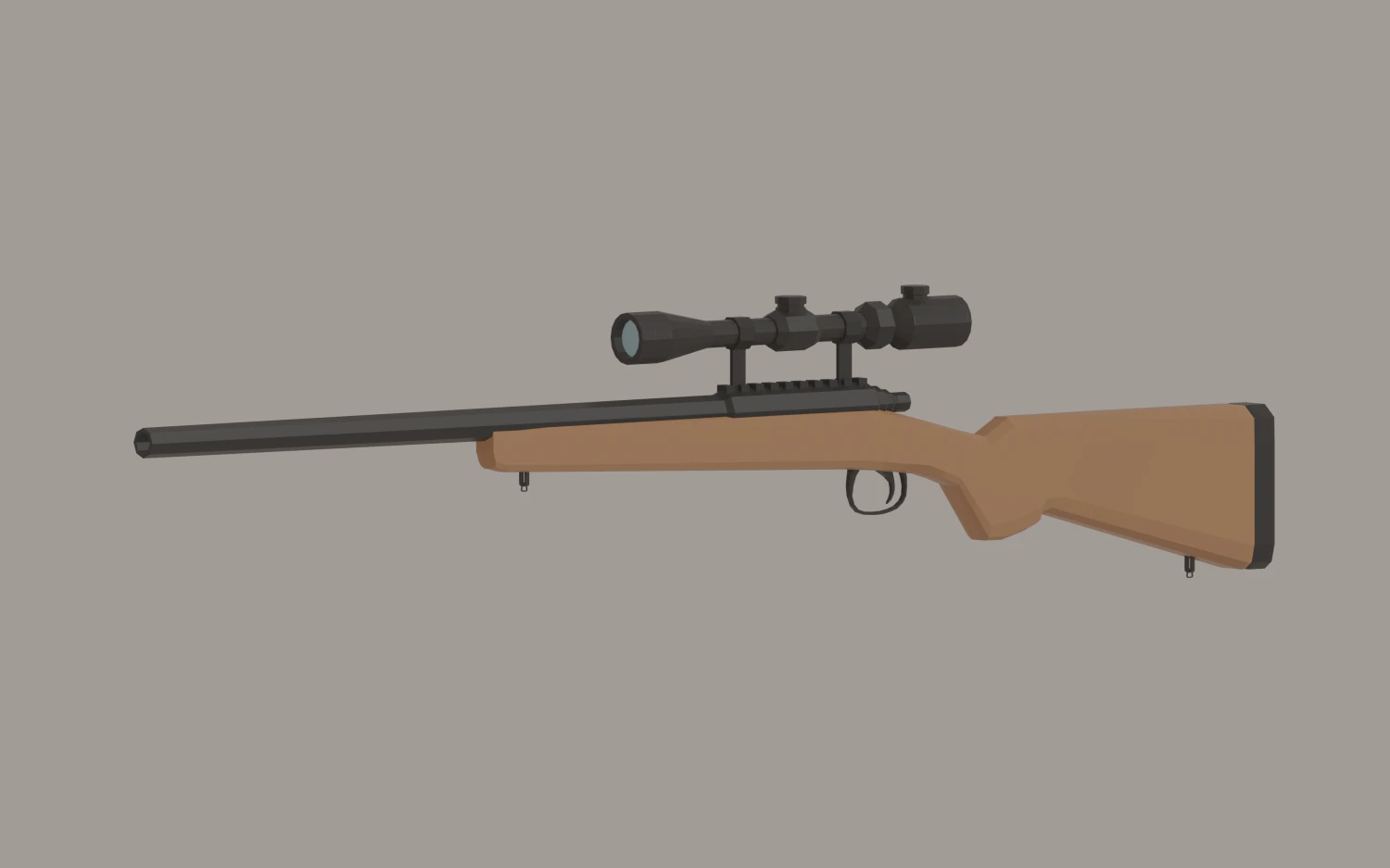 Sniper Rifle Low-Poly 3D Model .c4d .max .obj .3ds .fbx .stl .blend