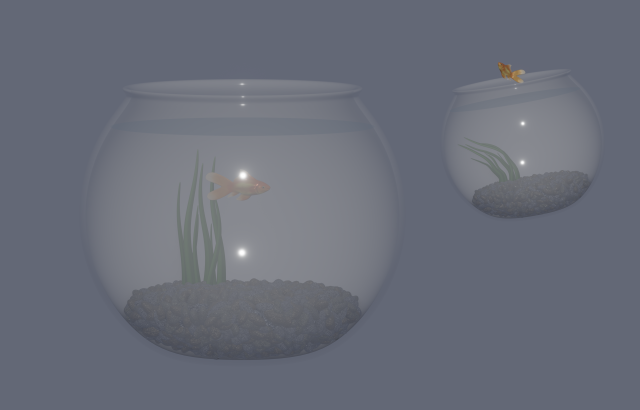 Round Aquarium with GoldFish Model 3D .c4d .max .obj .3ds .fbx .stl .blend 