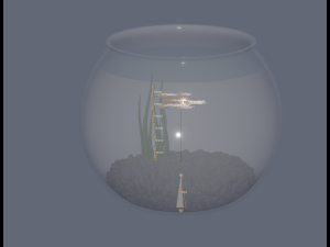 Round Aquarium with GoldFish Model 3D