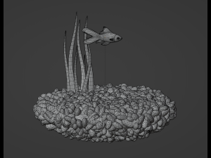 Round Aquarium with GoldFish Model 3D