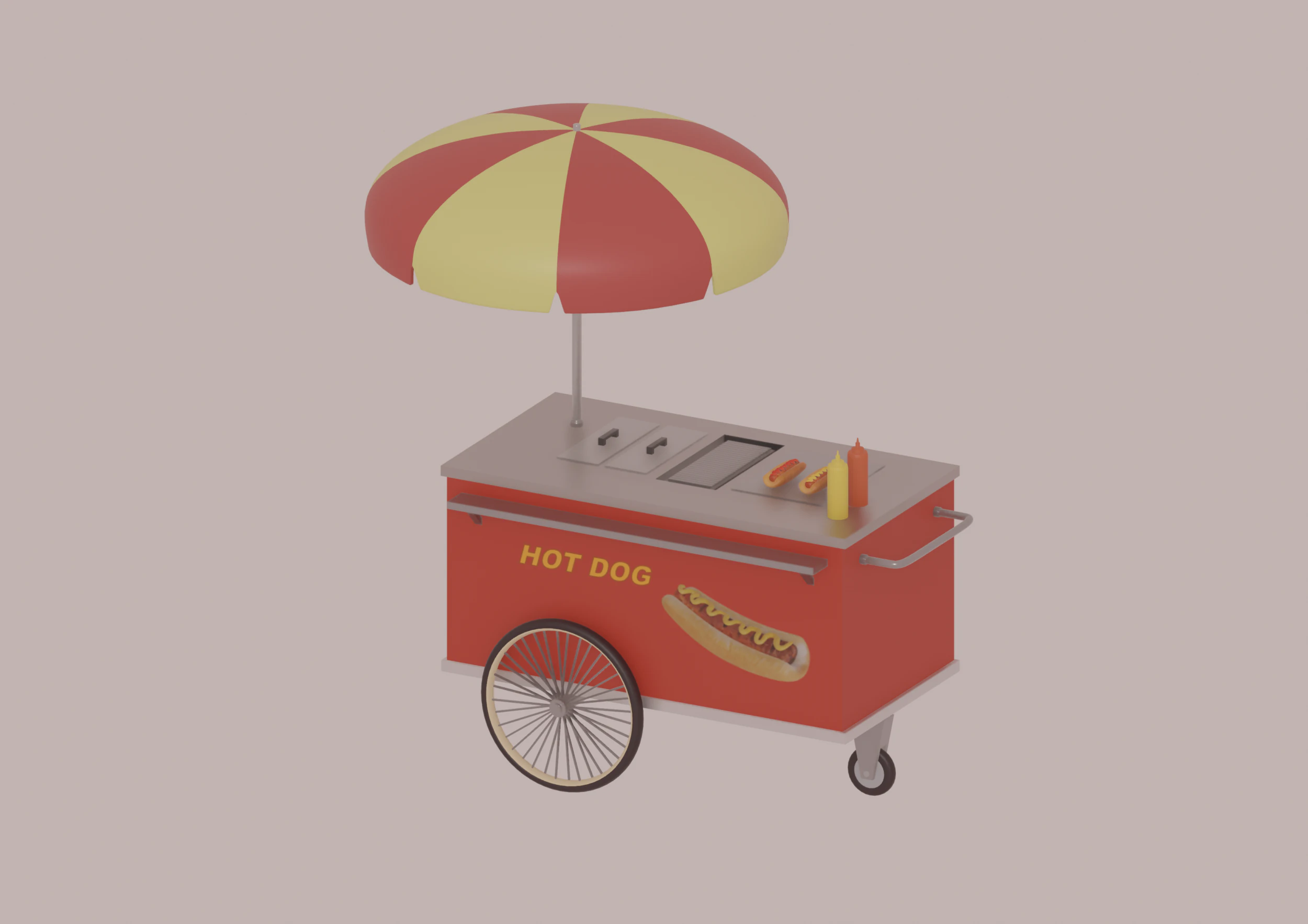 Hot Dog Cart 3D Model .c4d .max .obj .3ds .fbx .stl .blend 