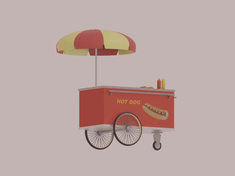 Hot Dog Cart 3D Model
