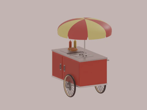 Hot Dog Cart 3D Model