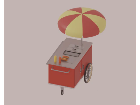Hot Dog Cart 3D Model