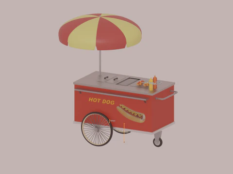 Hot Dog Cart 3D Model