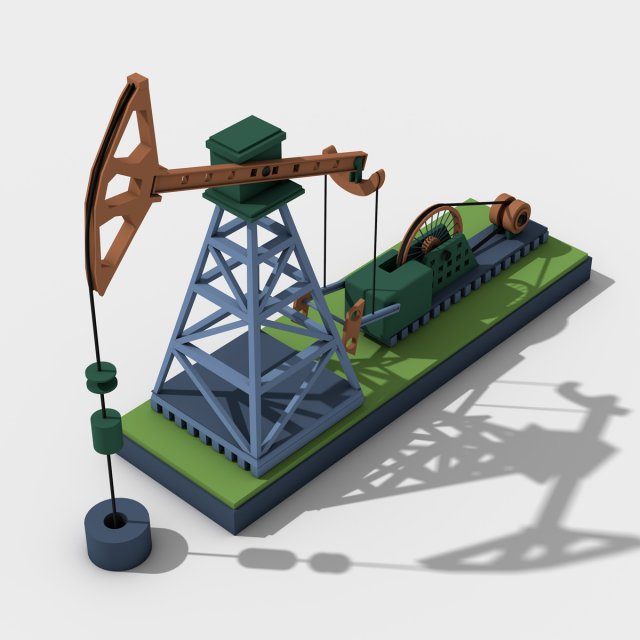 oil well pump 3D Model .c4d .max .obj .3ds .fbx .stl .blend 