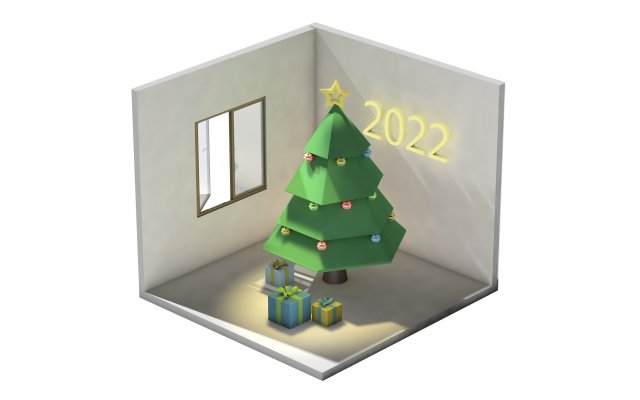 3d christmas tree new year 2022 Model 3D .c4d .max .obj .3ds .fbx .stl .blend