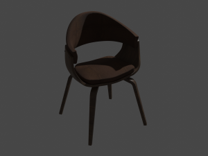 mid-century modern dining-accent chair in walnut and velvet 3D 모델