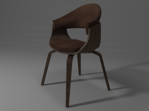 mid-century modern dining-accent chair in walnut and velvet Modèle 3D