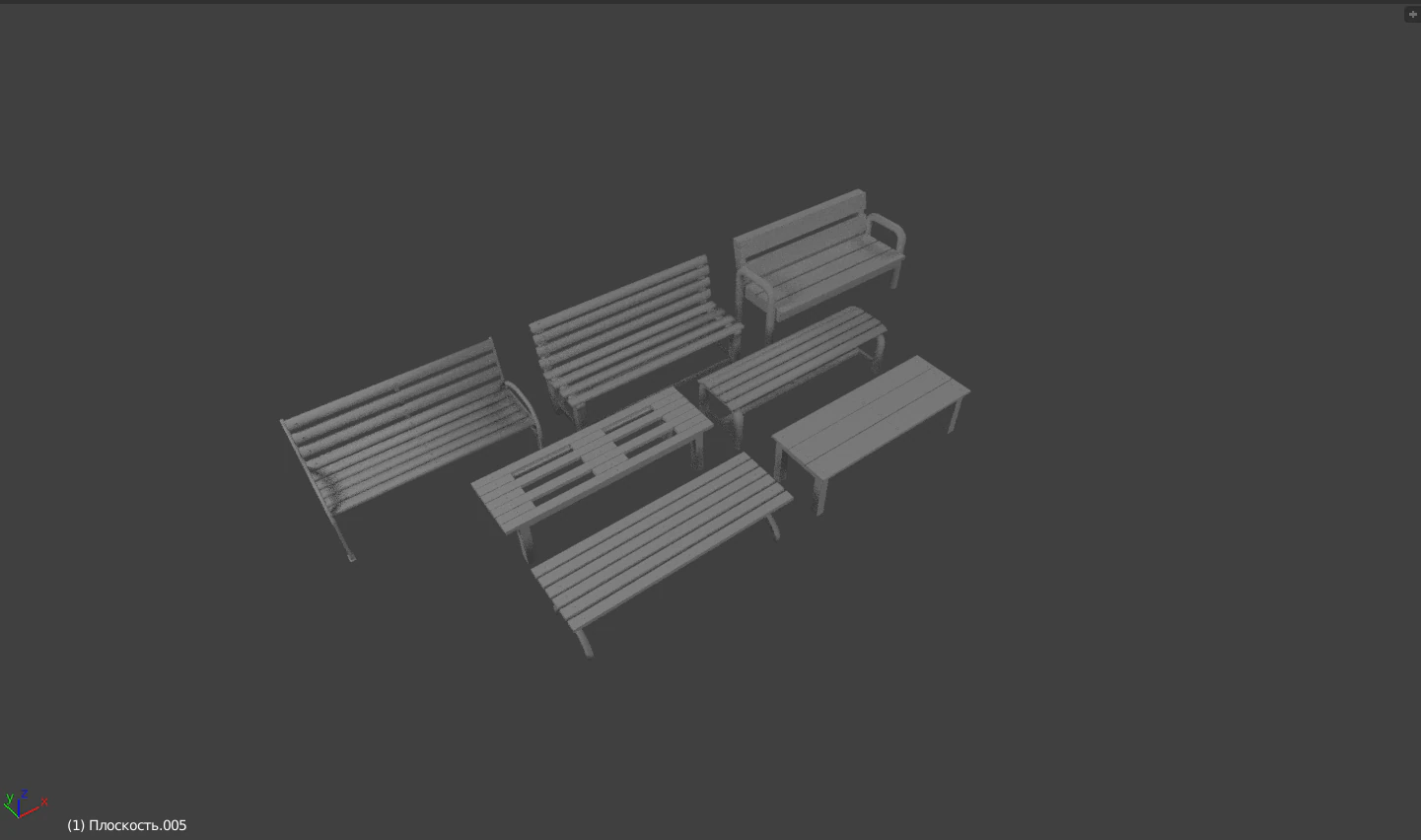 7 benches 3D Model .c4d .max .obj .3ds .fbx .stl .blend