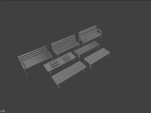 7 benches 3D Model