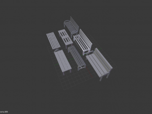 7 benches Model 3D