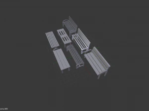 7 benches 3D Model
