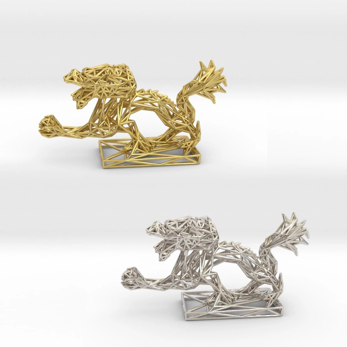 dragon with icosahedron 3D Print Model .c4d .max .obj .3ds .fbx .stl .blend 