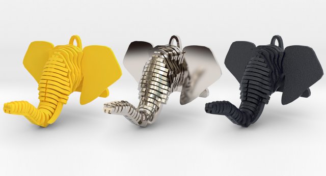 elephant head pendant Model do druku 3D .c4d .max .obj .3ds .fbx .stl .blend 