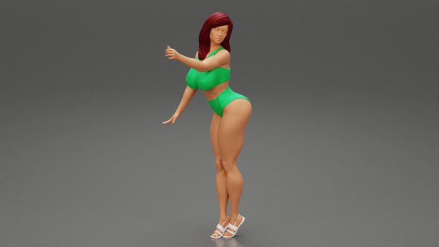 Sexy Brunette Woman Posing and Opening Window 3D Print Model Modèles 3D en vedette .c4d .max .obj .3ds .fbx .stl .blend 