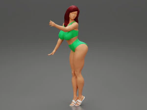Sexy Brunette Woman Posing and Opening Window 3D Print Model 3D Print Model