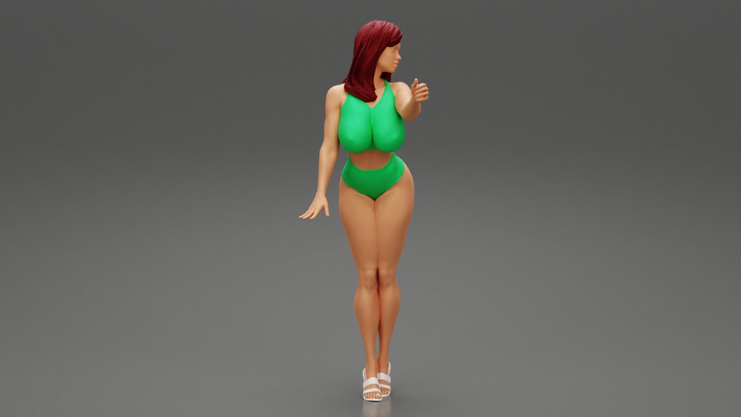 Sexy Brunette Woman Posing and Opening Window 3D Print Model 3D Принт  Модель in Женщина 3DExport