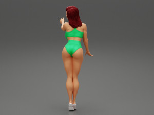 Sexy Brunette Woman Posing and Opening Window 3D Print Model Modèles 3D en vedette