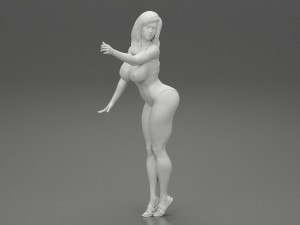 Sexy Brunette Woman Posing and Opening Window 3D Print Model Modèles 3D en vedette