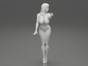 Sexy Brunette Woman Posing and Opening Window 3D Print Model Modèles 3D en vedette