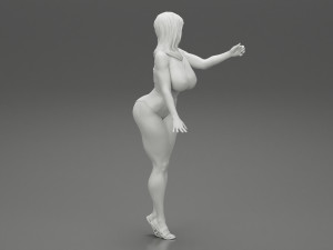 Sexy Brunette Woman Posing and Opening Window 3D Print Model Modèles 3D en vedette