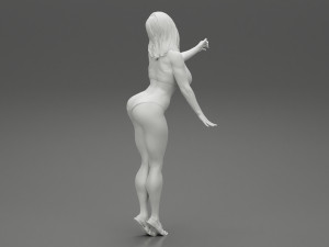 Sexy Brunette Woman Posing and Opening Window 3D Print Model Modèles 3D en vedette
