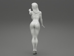 Sexy Brunette Woman Posing and Opening Window 3D Print Model Modèles 3D en vedette